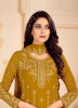 MUSTARD YELLOW BLOOMING FAUX GEORGETTE EMBROIDERED PARTY-WEAR PANT-BOTTOM SALWAR KAMEEZ