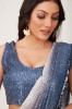 NAVY BLUE IMPORTED GEORGETTE EMBROIDERY & SEQUINS-WORK PARTY-WEAR SAREE