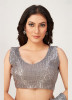 WARM GRAY IMPORTED GEORGETTE EMBROIDERY & SEQUINS-WORK PARTY-WEAR SAREE