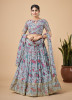 LIGHT STEEL BLUE FAUX GEORGETTE WITH ZARI, SEQUINS, EMBROIDERY & DIGITAL PRINTED PARTY-WEAR LEHENGA CHOLI