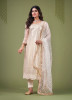 BONE WHITE NET WITH SEQUINS, EMBROIDERY & THREAD-WORK FESTIVE-WEAR SALWAR KAMEEZ