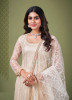 BONE WHITE NET WITH SEQUINS, EMBROIDERY & THREAD-WORK FESTIVE-WEAR SALWAR KAMEEZ