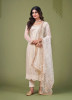 BONE WHITE NET WITH SEQUINS, EMBROIDERY & THREAD-WORK FESTIVE-WEAR SALWAR KAMEEZ