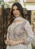 WHITE FAUX GEORGETTE EMBROIDERED PARTY-WEAR FLOOR-LENGTH SALWAR KAMEEZ