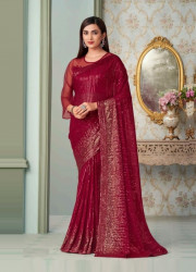 RED GEORGETTE EMBROIDERED & SEQUINS-WORK FESTIVE-WEAR SAREE