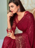 RED GEORGETTE EMBROIDERED & SEQUINS-WORK FESTIVE-WEAR SAREE