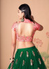 GREEN SOFT NET EMBROIDERED PARTY-WEAR STYLISH LEHENGA WITH CONTRAST BLOUSE