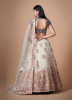 WHITE SOFT NET EMBROIDERED PARTY-WEAR STYLISH LEHENGA WITH CONTRAST BLOUSE