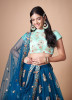 ROYAL BLUE SOFT NET EMBROIDERED PARTY-WEAR STYLISH LEHENGA WITH CONTRAST BLOUSE
