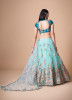 LIGHT AQUA SOFT NET EMBROIDERED PARTY-WEAR STYLISH LEHENGA WITH CONTRAST BLOUSE