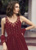 MAROON GEORGETTE THREAD, EMBROIDERY & SEQUINS-WORK PARTY-WEAR GOWN WITH DUPATTA