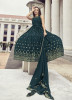 DARK TEAL BLUE GEORGETTE THREAD, EMBROIDERY & SEQUINS-WORK PARTY-WEAR GOWN WITH DUPATTA