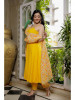 Women Yellow Solid Kurta with Pants and Floral Print Kota Doriya Dupatta