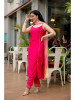 Women Pink Gota Embellished Kurta with Pants and Hand Chanderi Dupatta