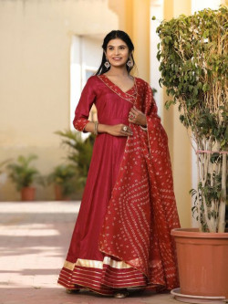 Meera Red Bandhani Suit