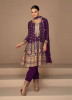 PURPLE CHINON SILK EMBROIDERED PARTY-WEAR READYMADE TRENDING SALWAR KAMEEZ