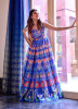 Royal Blue Muslin Digital Printed Party-Wear Readymade Floor-Length Gown