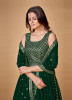Green Georgette Sequins-Work Party-Wear Readymade Gown With Dupatta