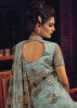 Powder Blue Net With Sequins, Thread, Moti, Zarkan & Hand-Work Wedding-Wear Bridal Saree