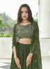 Olive Green Georgette Embroidered Party-Wear Choli & Skirt Set