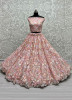 Pink Net & Cotton With Sequins, Embroidery & Thread-Work Wedding-Wear Bridal Lehenga Choli