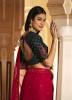 Red Chinon Thread & Sequins-Work Party-Wear Saree