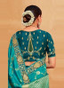 Blue Silk Embroidered Wedding-Wear Saree