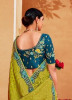 Lime Green & Sea Blue Silk Embroidered Wedding-Wear Saree