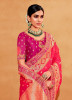 Magenta Silk Embroidered Wedding-Wear Saree