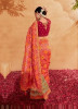 Coral & Burlywood Silk Embroidered Wedding-Wear Saree