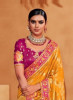 Orange & Magenta Silk Embroidered Wedding-Wear Saree