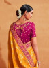 Orange & Magenta Silk Embroidered Wedding-Wear Saree