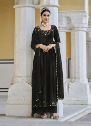 Black Georgette Party-Wear Palazzo-Bottom Readymade Salwar Kameez