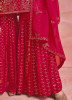 Crimson Red Georgette Party-Wear Gharara-Bottom Readymade Salwar Kameez