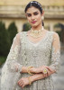 Light Silver Gray Net Embroidered Party-Wear Anarkali Salwar Kameez