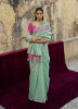 Mint Green Party-Wear Boutique-Style Saree With Embroidered Blouse