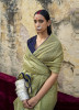 Light Green Party-Wear Boutique-Style Saree With Embroidered Blouse