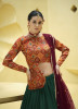 Dark Green & Orange Chinon Silk Embroidery & Sequins-Work Party-Wear Stylish Lehenga Choli