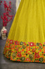Lime Yellow Georgette Sequins With Thread-Work Party-Wear Embroidered Lehenga Choli