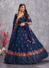 Blue Georgette Sequins With Thread-Work Party-Wear Embroidered Lehenga Choli
