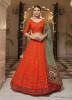 Orange Red Georgette Thread, Embroidery & Sequins-Work Party-Wear Stylish Lehenga Choli