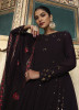 Dark Purple Georgette Thread, Embroidery & Sequins-Work Party-Wear Gown With Dupatta