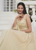 Cream Georgette Thread, Embroidery, Sequins & Mirror-Work Party-Wear Palazzo-Bottom Readymade Salwar Kameez