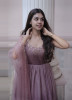 Dark Mauve Chinon Thread, Embroidery & Sequins-Work Party-Wear Gown With Dupatta