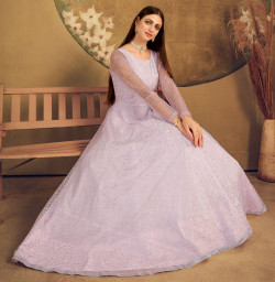 Lavender Net Floor-Length Gown