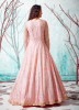 Pink Net Metallic Foils Work Floor-Length Gown