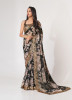 Black Organza Digitally Printed Party-Wear Saree With Sequins-Work
