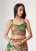 Green Organza Digitally Printed Party-Wear Saree With Sequins-Work