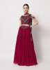 Wine Red Crushed Georgette Embroidered Party-Wear Stylish Lehenga Choli