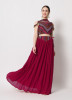Wine Red Crushed Georgette Embroidered Party-Wear Stylish Lehenga Choli